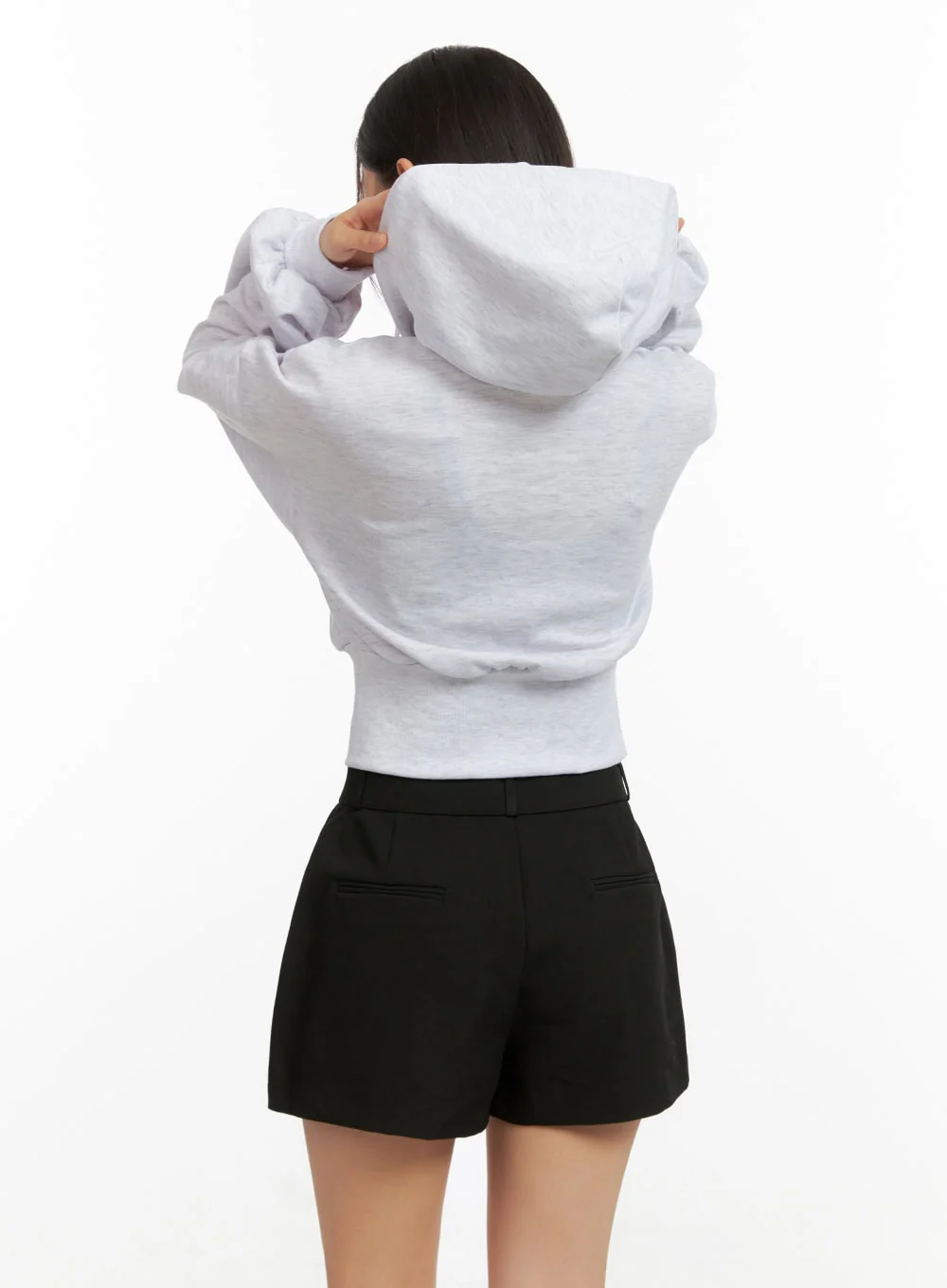 Buttoned Crop Sweat Hoodie OU411 - Image 5