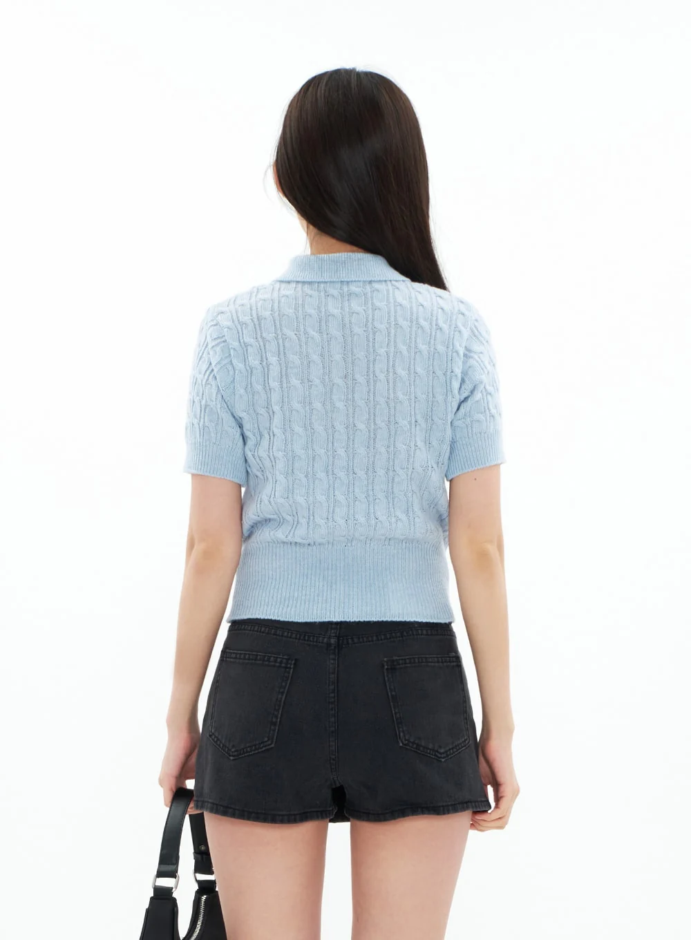 Cable Knit Collared Short-sleeve Sweater CA01 - Image 17