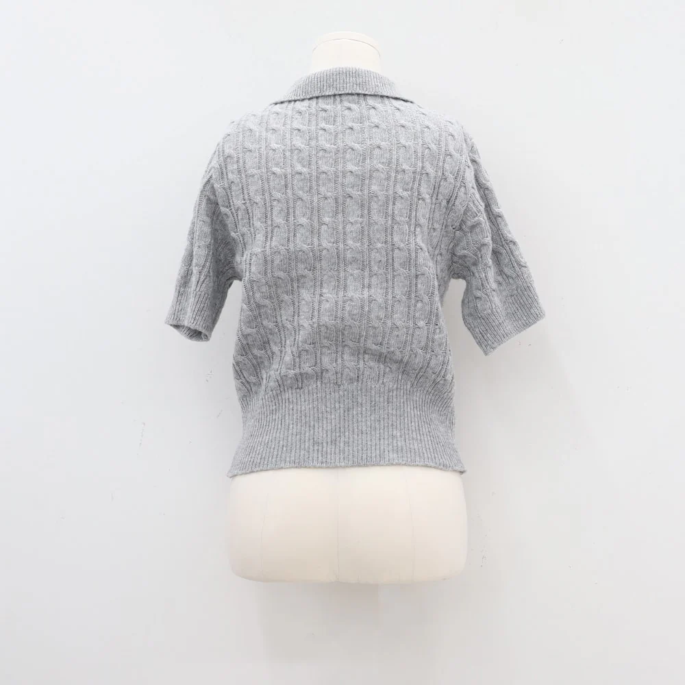 Cable Knit Collared Short-sleeve Sweater CA01 - Image 29
