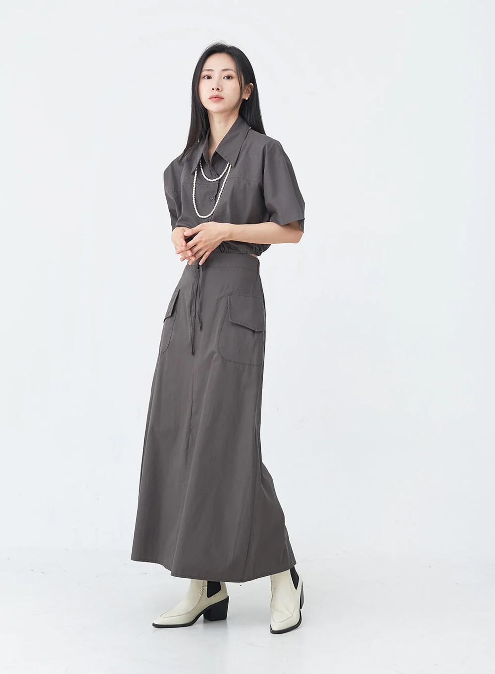Cargo Wide Fit Long Skirt with Pocket UU1407 - Image 10