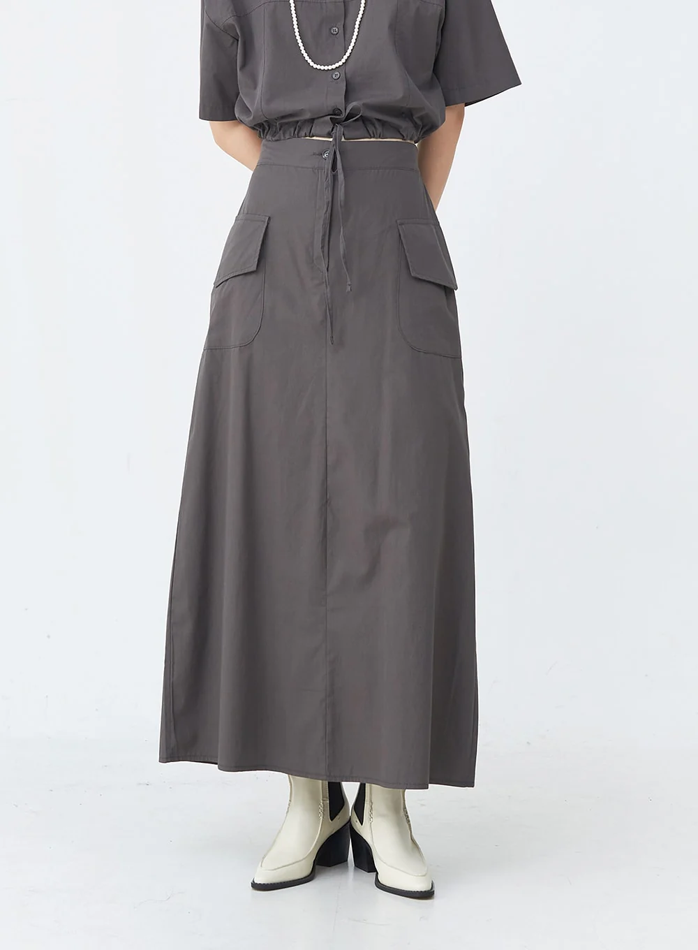 Cargo Wide Fit Long Skirt with Pocket UU1407 - Image 3