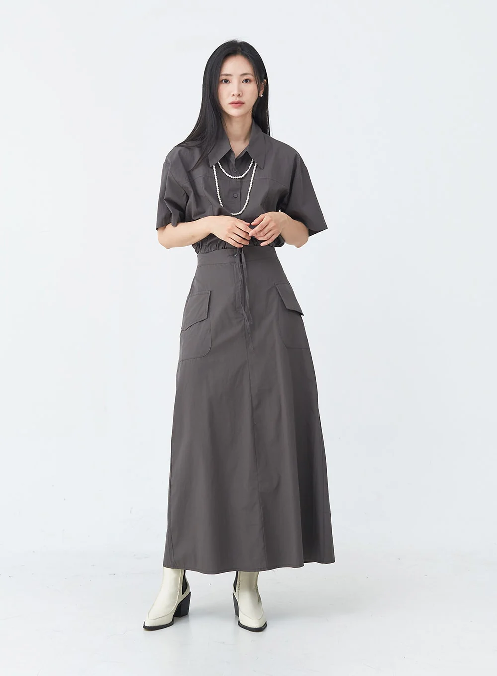 Cargo Wide Fit Long Skirt with Pocket UU1407 - Image 4
