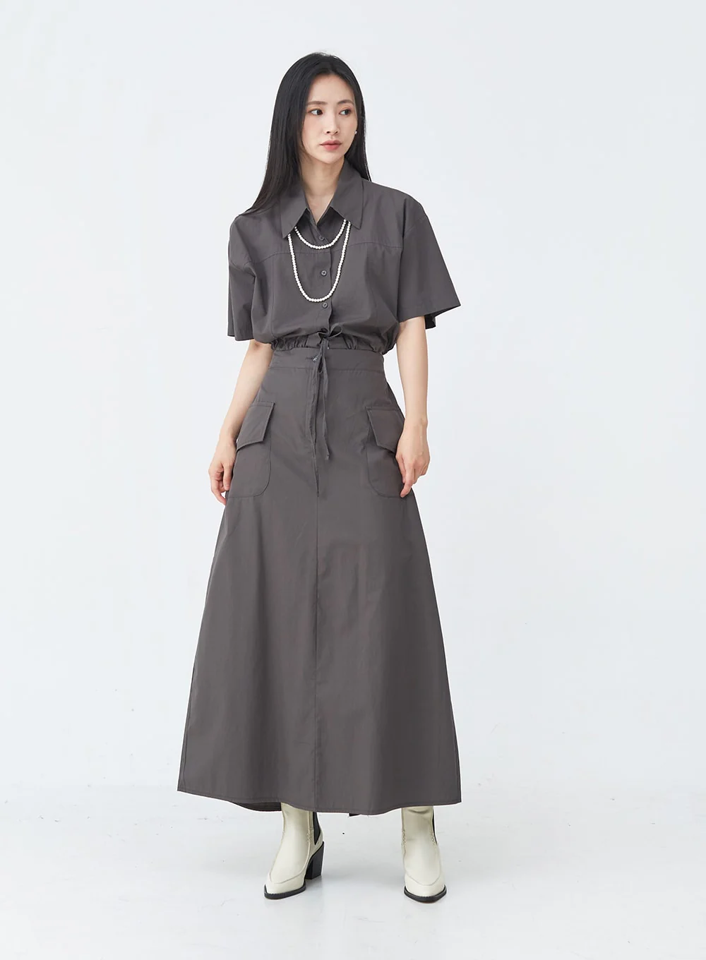 Cargo Wide Fit Long Skirt with Pocket UU1407 - Image 8