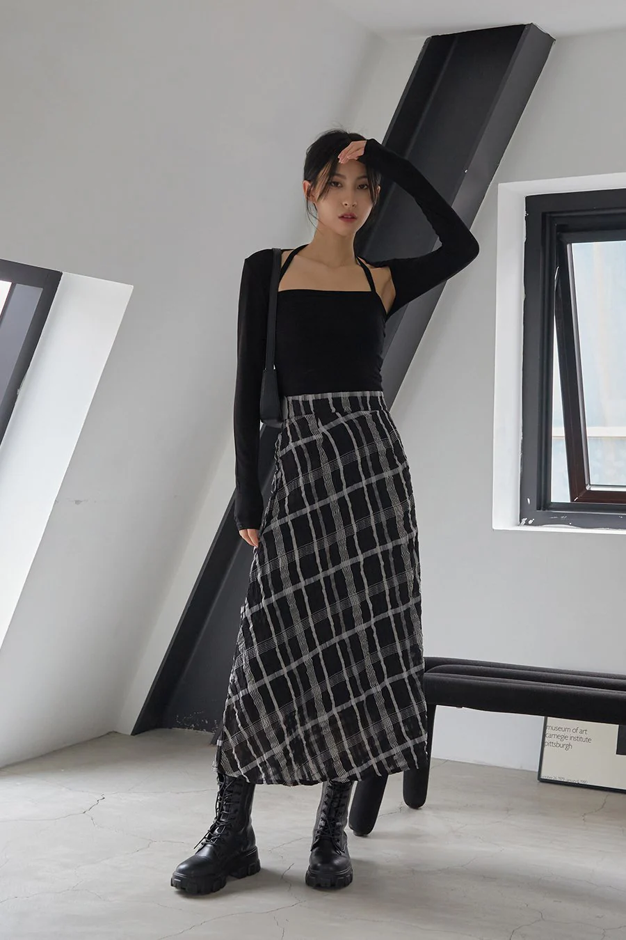 Checked Pattern Maxi Flare Skirt - Image 10