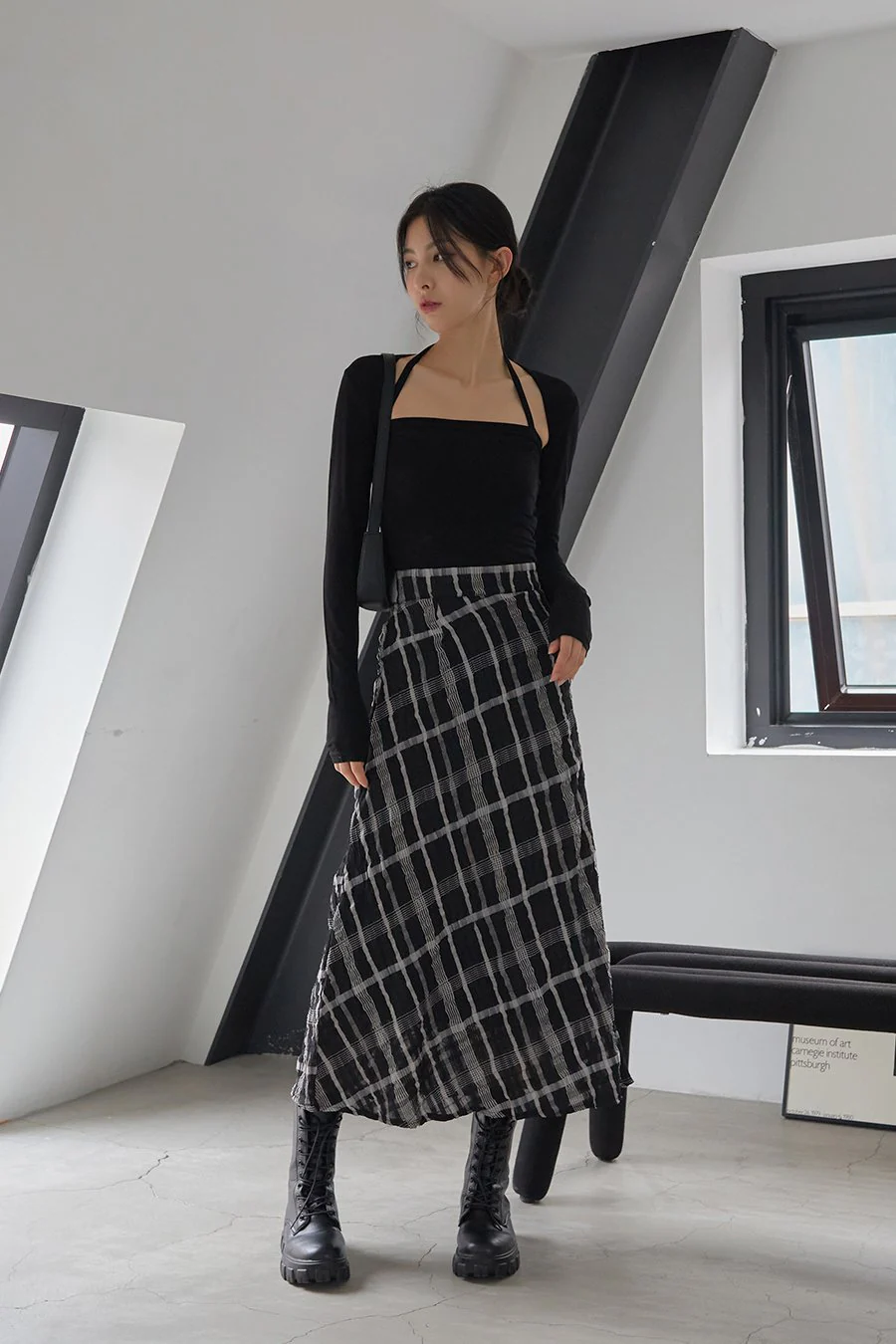 Checked Pattern Maxi Flare Skirt - Image 13