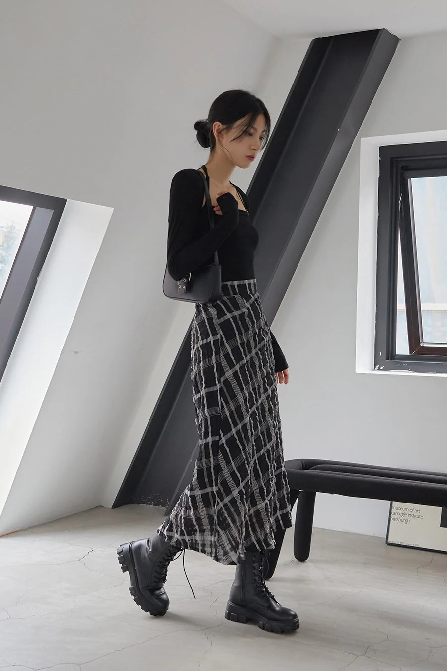 Checked Pattern Maxi Flare Skirt - Image 7