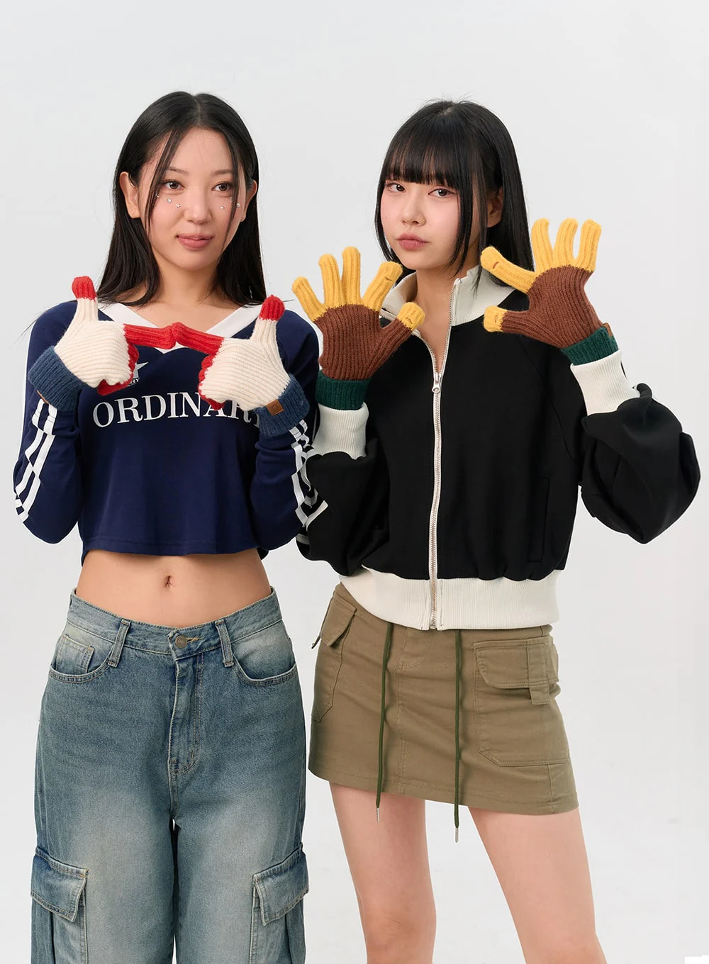 Color Block Knit Gloves IN302 - Image 4