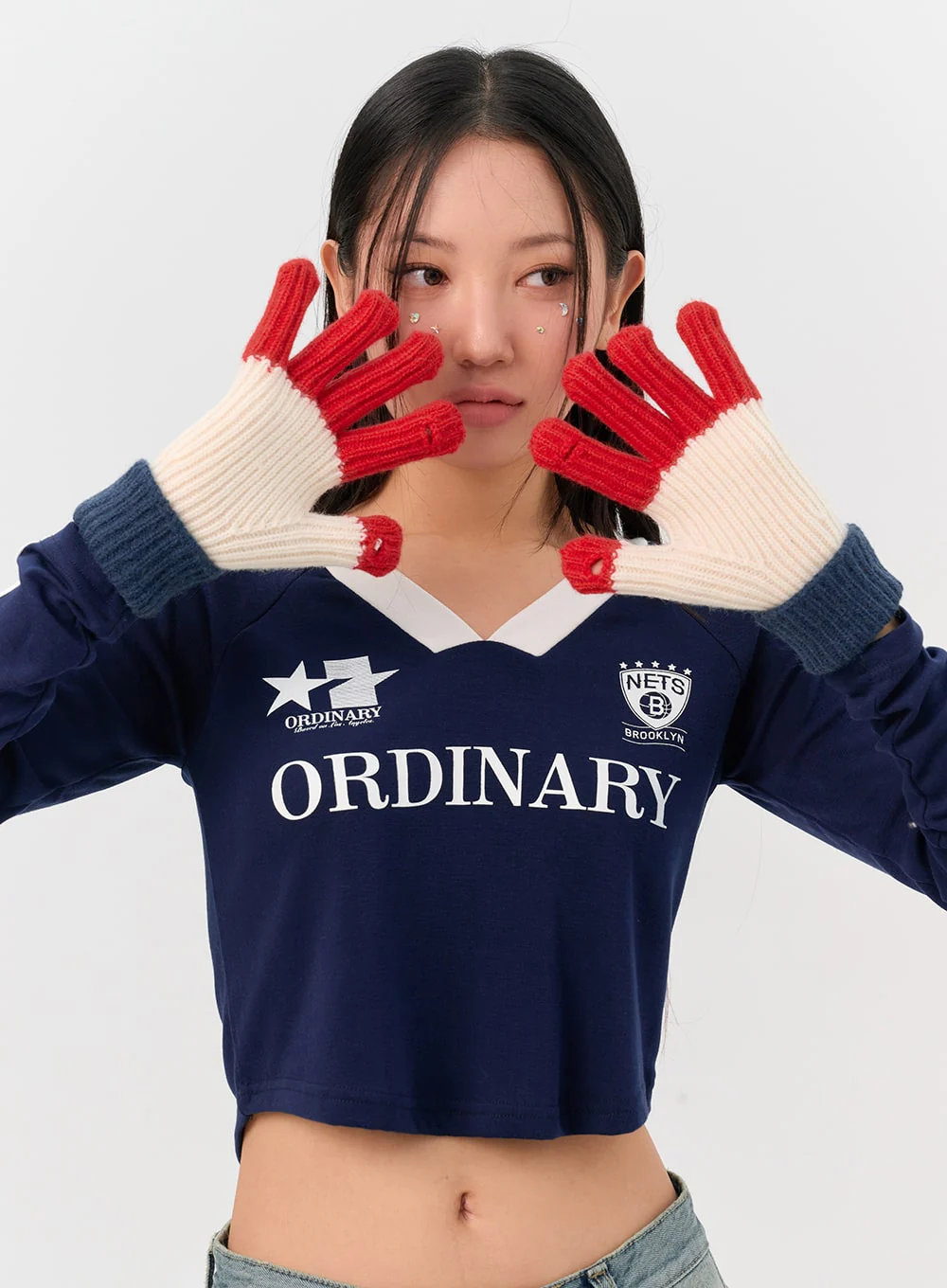 Color Block Knit Gloves IN302 - Image 5