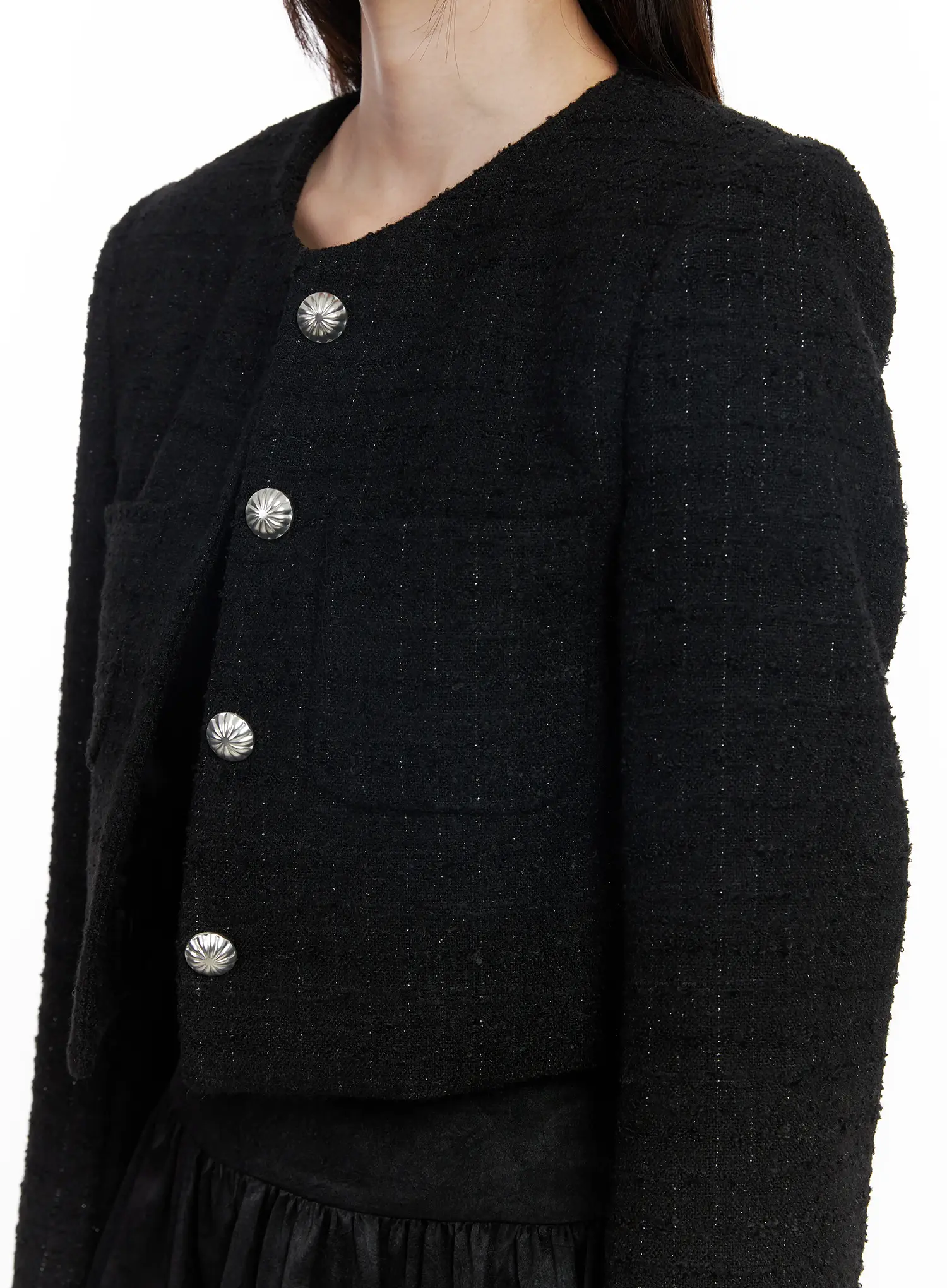 Cropped Two-Pocket Tweed Jacket IF520 - Image 4