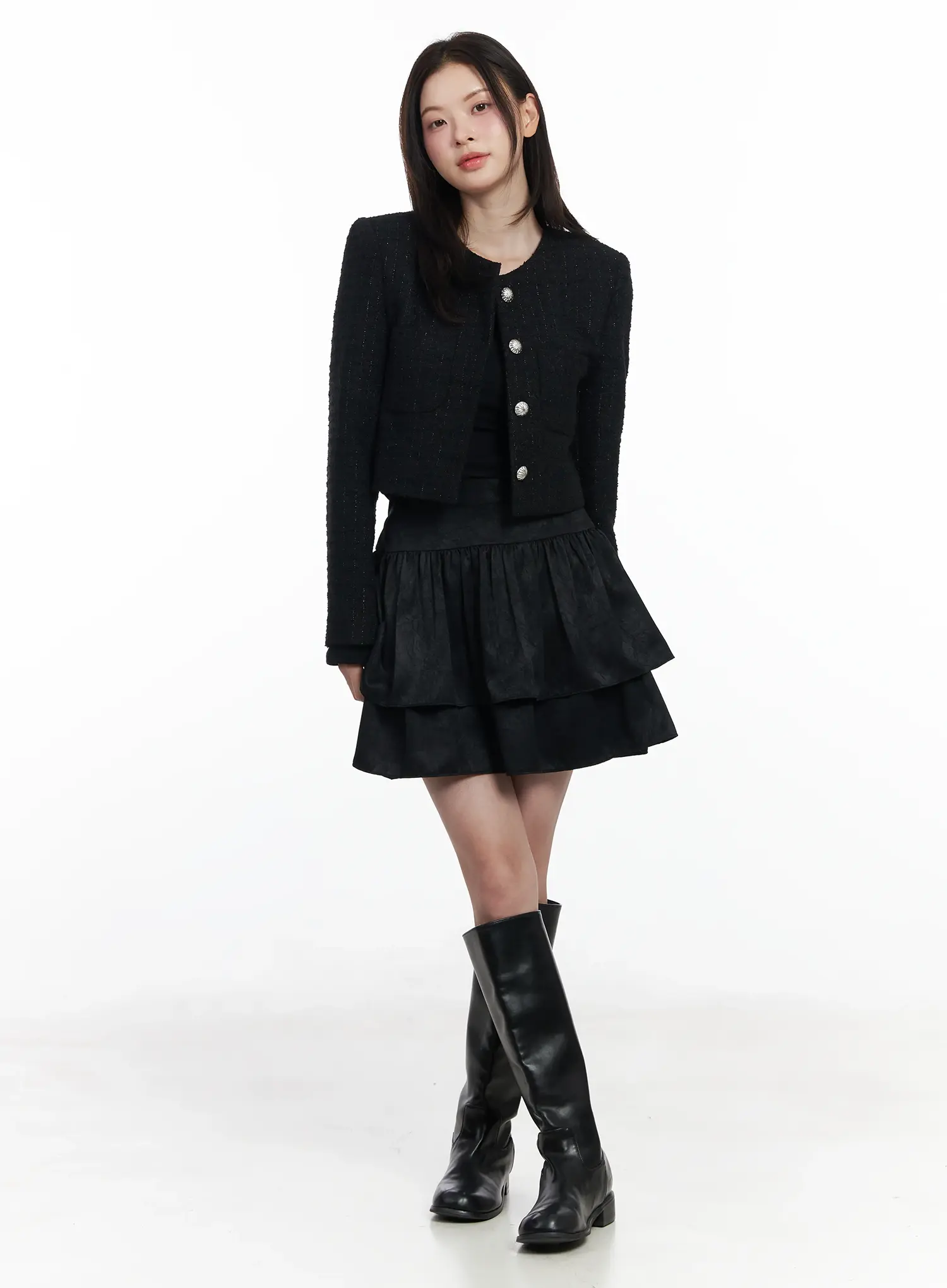 Cropped Two-Pocket Tweed Jacket IF520 - Image 7