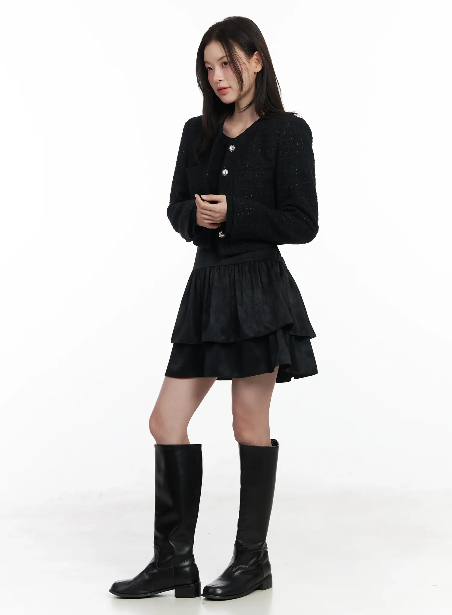 Cropped Two-Pocket Tweed Jacket IF520 - Image 8