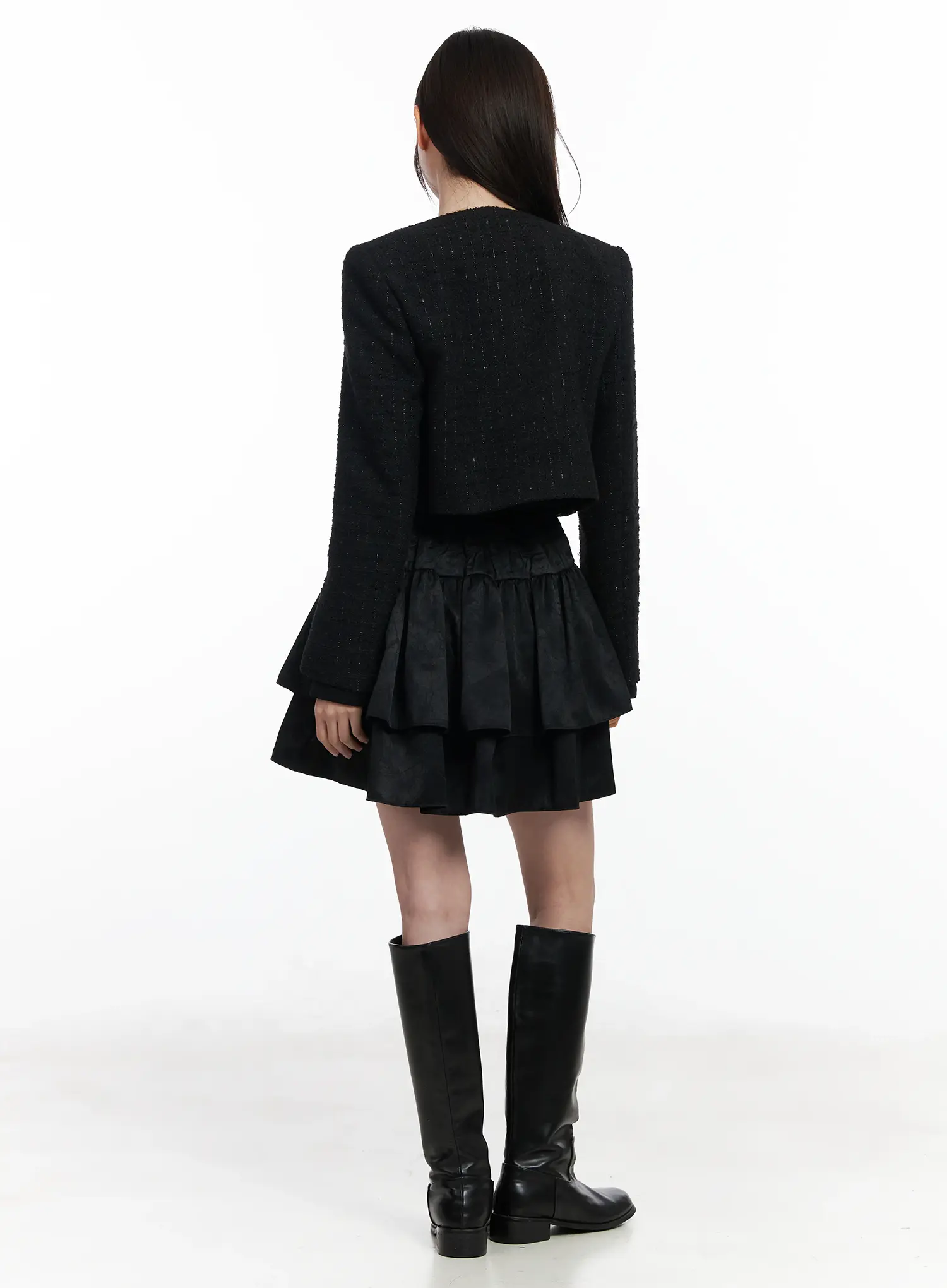 Cropped Two-Pocket Tweed Jacket IF520 - Image 9