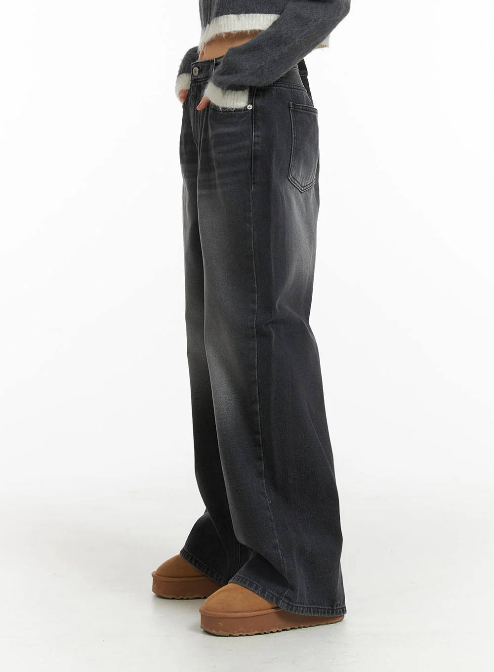 Denim Mid-Waist Pocket Wide Leg Jeans CJ415 - Image 5