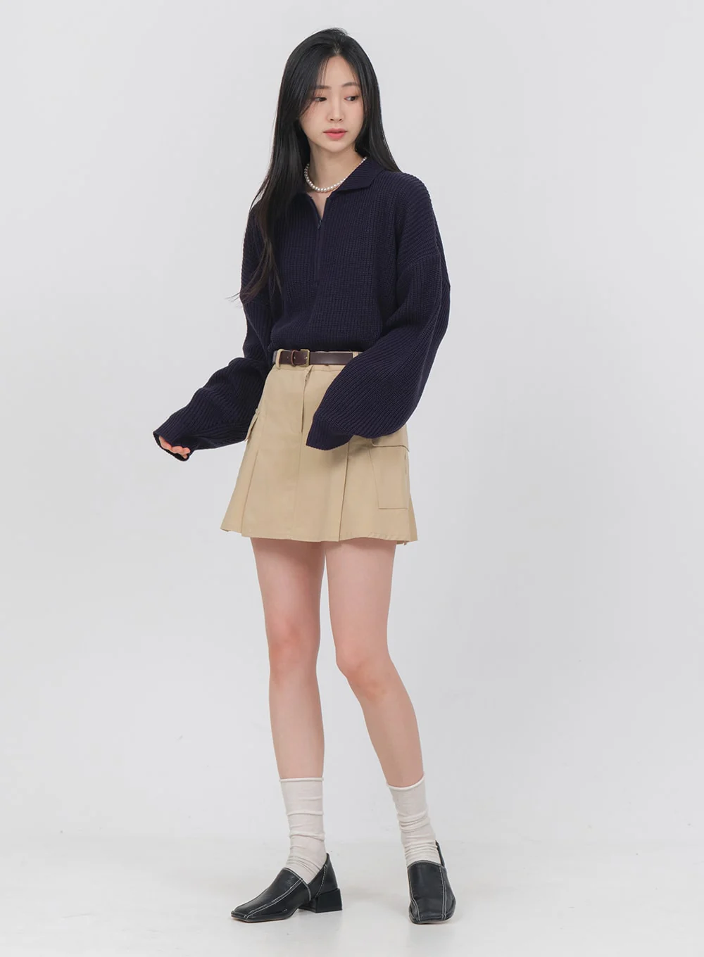 Double Pocket Pleated Mini Skirt OA01 - Image 10