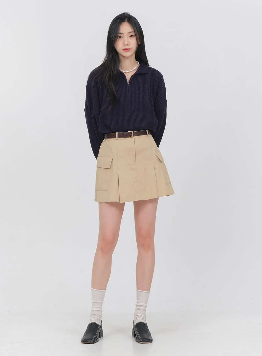 Double Pocket Pleated Mini Skirt OA01 - Image 7
