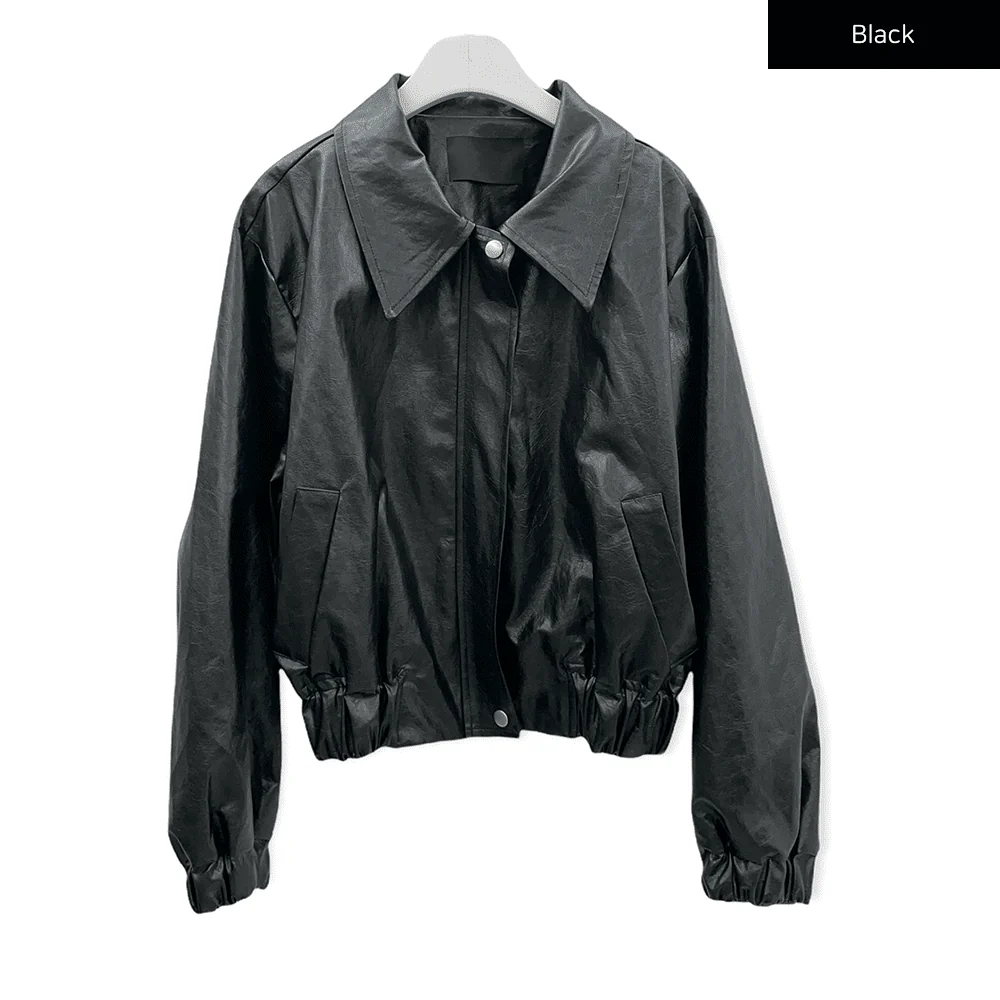Faux Leather Crop Jacket J19 - Image 14