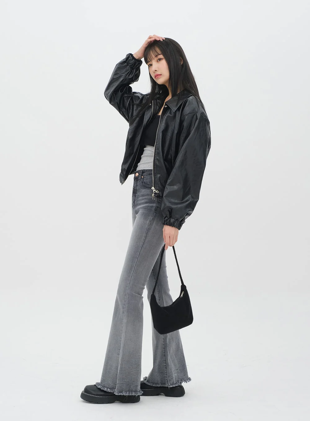 Faux Leather Crop Jacket J19 - Image 5