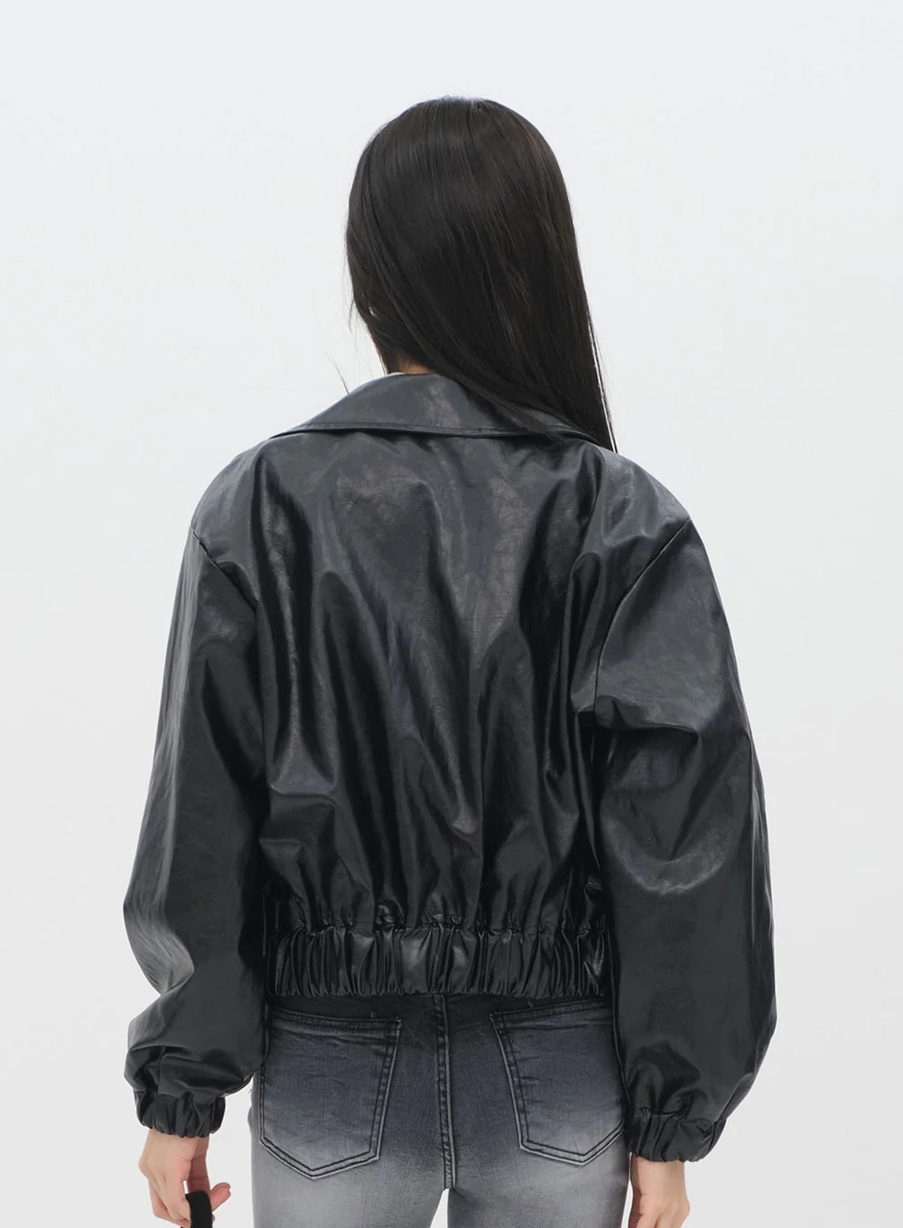 Faux Leather Crop Jacket J19 - Image 6