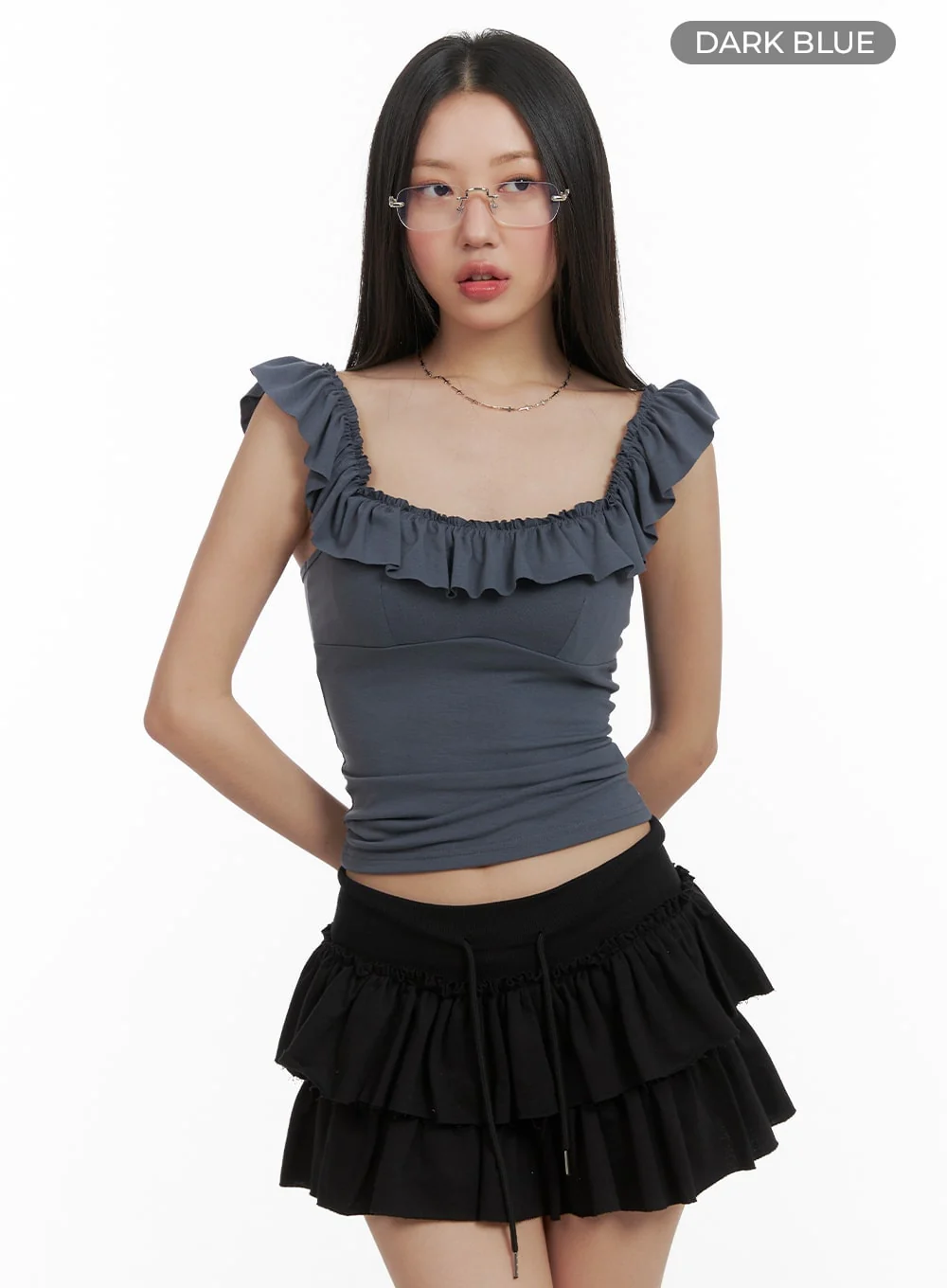 Frill Square Neck Sleeveless Top CA409 - Image 8