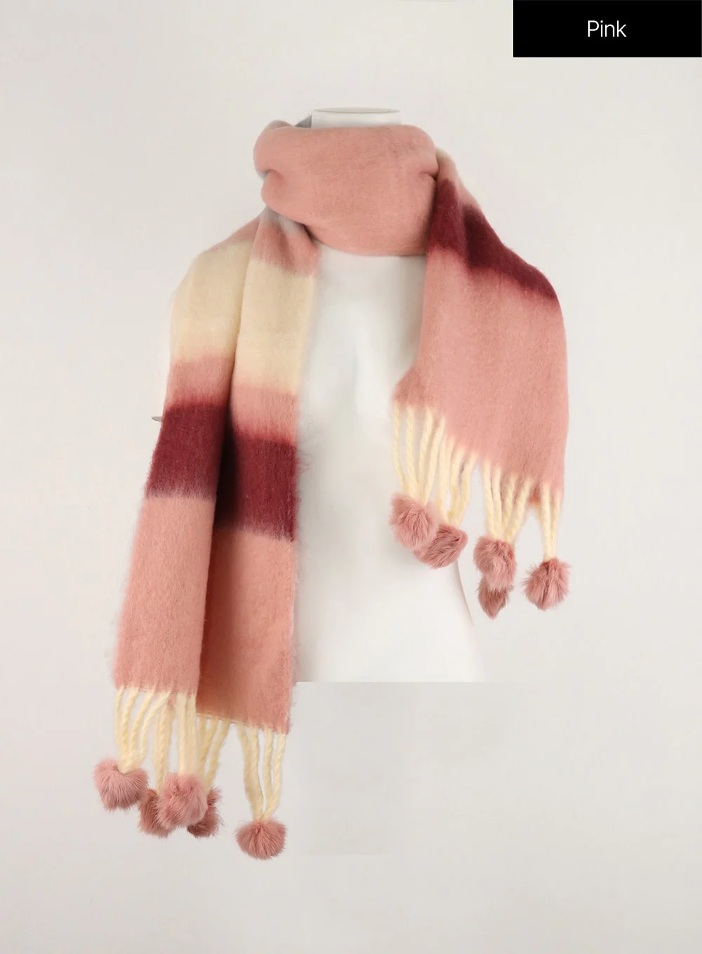 Fringed Wool Color Striped Scarf OD308 - Image 11