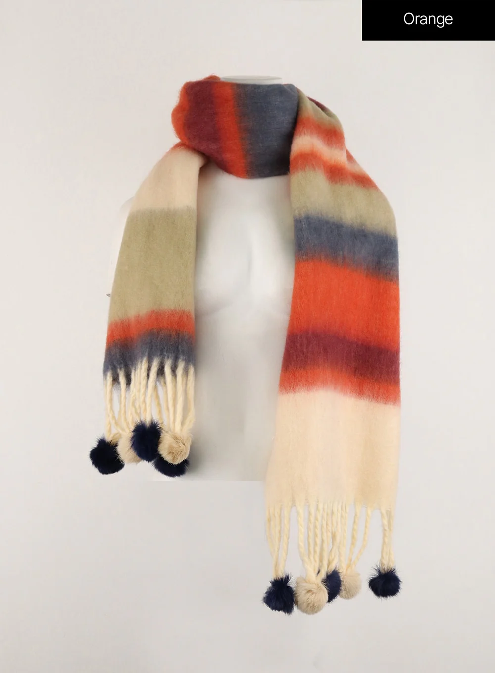 Fringed Wool Color Striped Scarf OD308 - Image 12