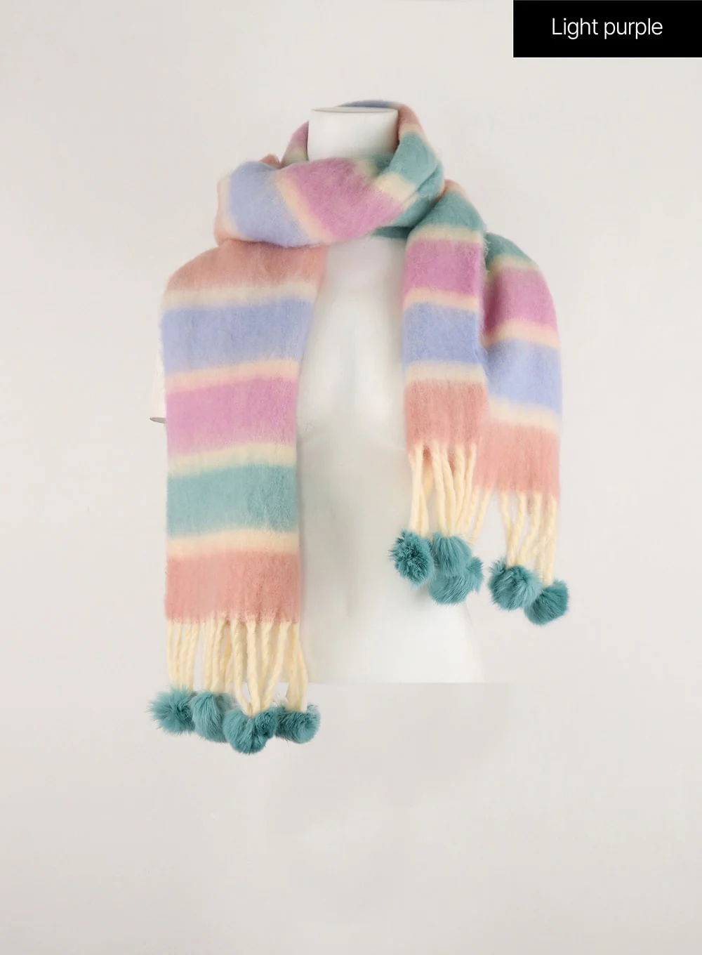 Fringed Wool Color Striped Scarf OD308 - Image 8