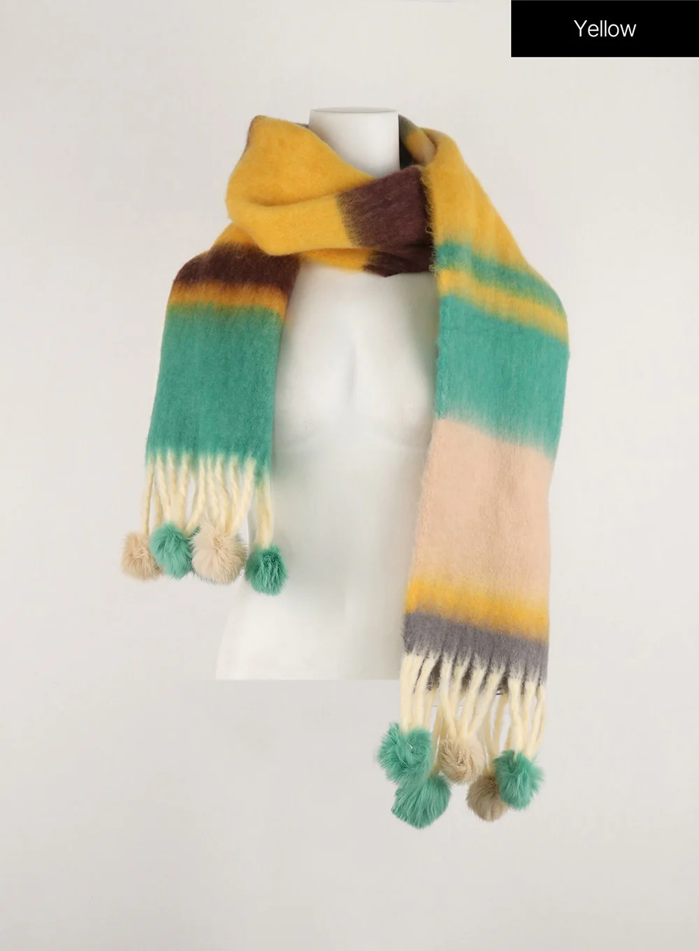 Fringed Wool Color Striped Scarf OD308 - Image 9