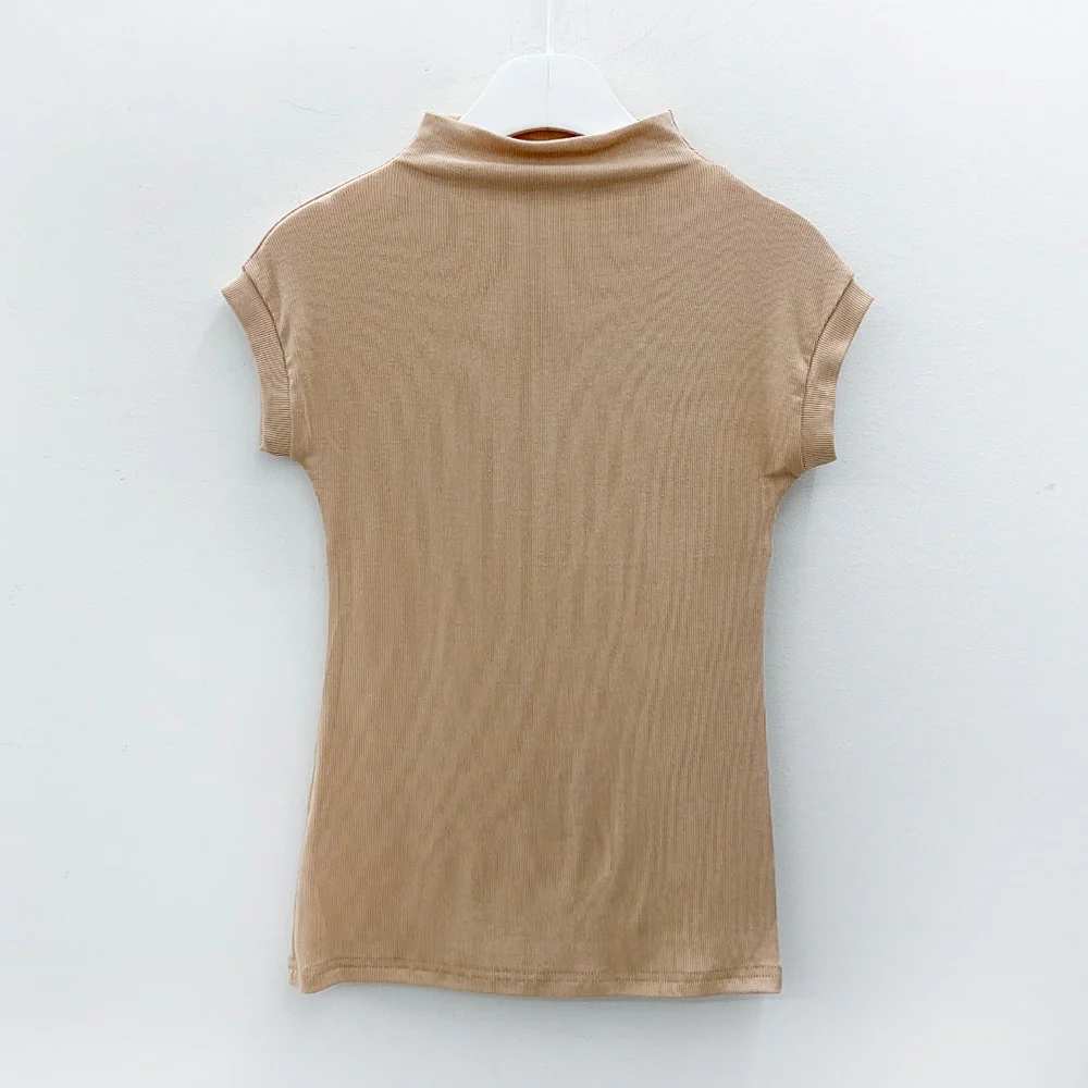 Half Turtleneck Sleeveless Ribbed T-shirt L1002 - Image 17