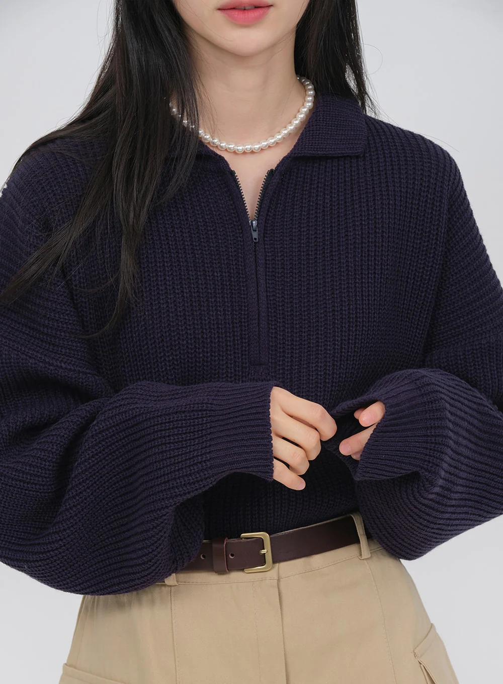 Half Zip-up Knitted Sweat Shirt OA01 - Image 14