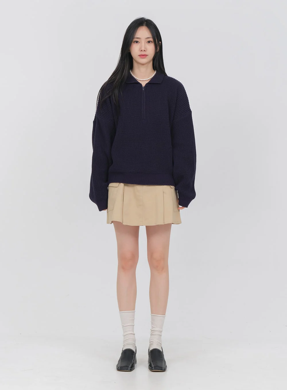 Half Zip-up Knitted Sweat Shirt OA01 - Image 15