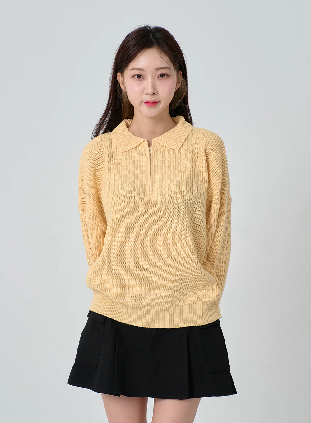 Half Zip-up Knitted Sweat Shirt OA01 - Image 3