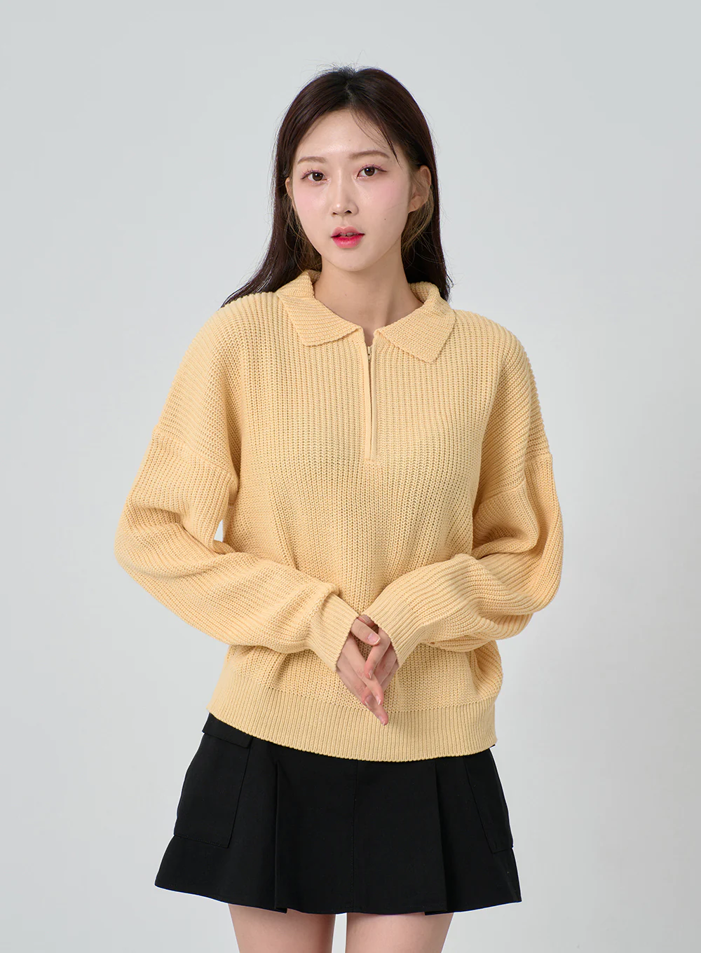 Half Zip-up Knitted Sweat Shirt OA01 - Image 4