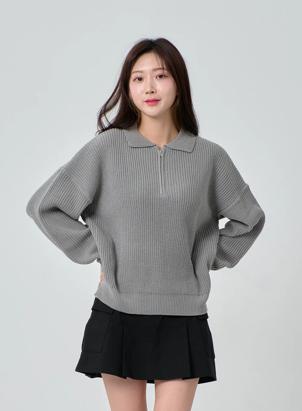 Half Zip-up Knitted Sweat Shirt OA01 - Image 5