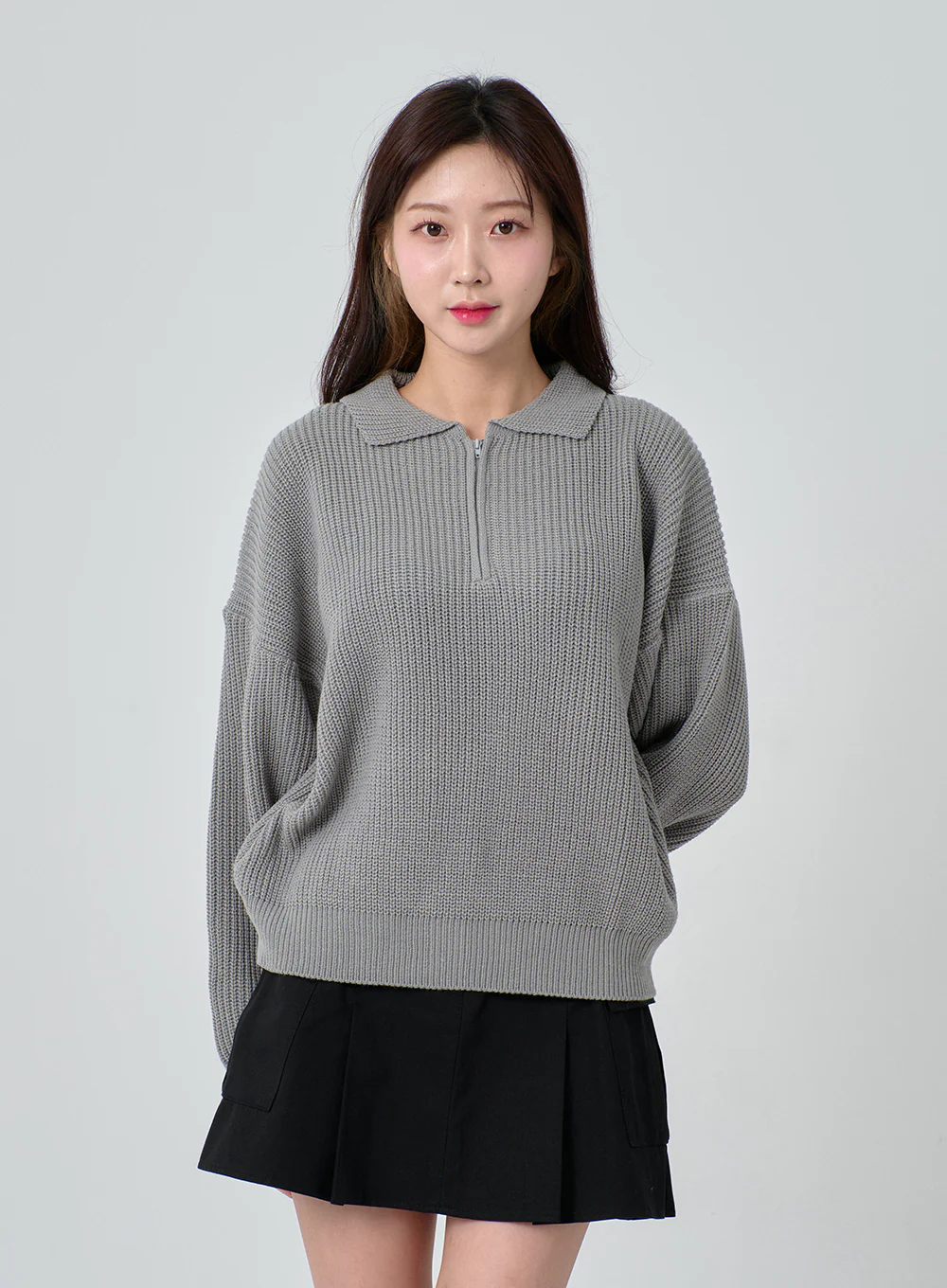Half Zip-up Knitted Sweat Shirt OA01 - Image 6