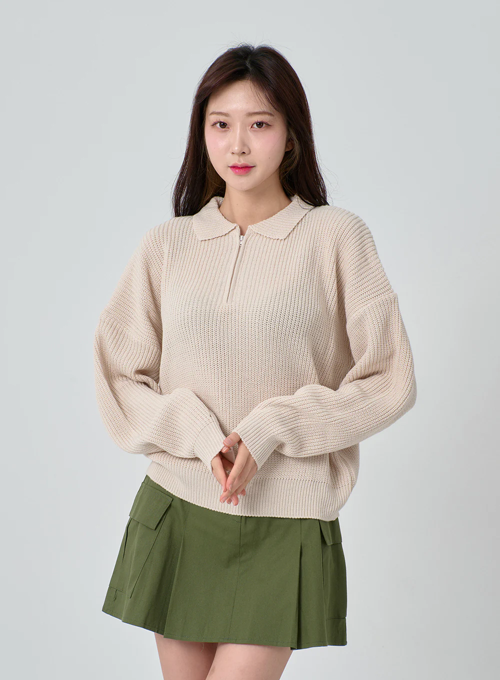 Half Zip-up Knitted Sweat Shirt OA01 - Image 7