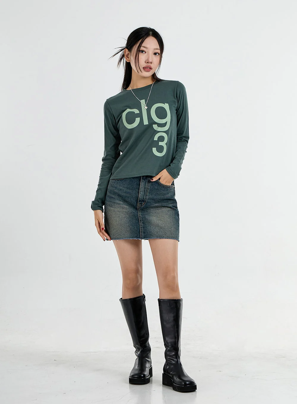 High Waist Denim Pencil Skirt CO11 - Image 10