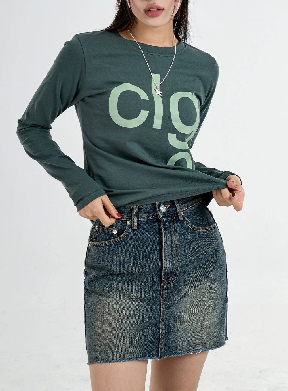 High Waist Denim Pencil Skirt CO11 - Image 11