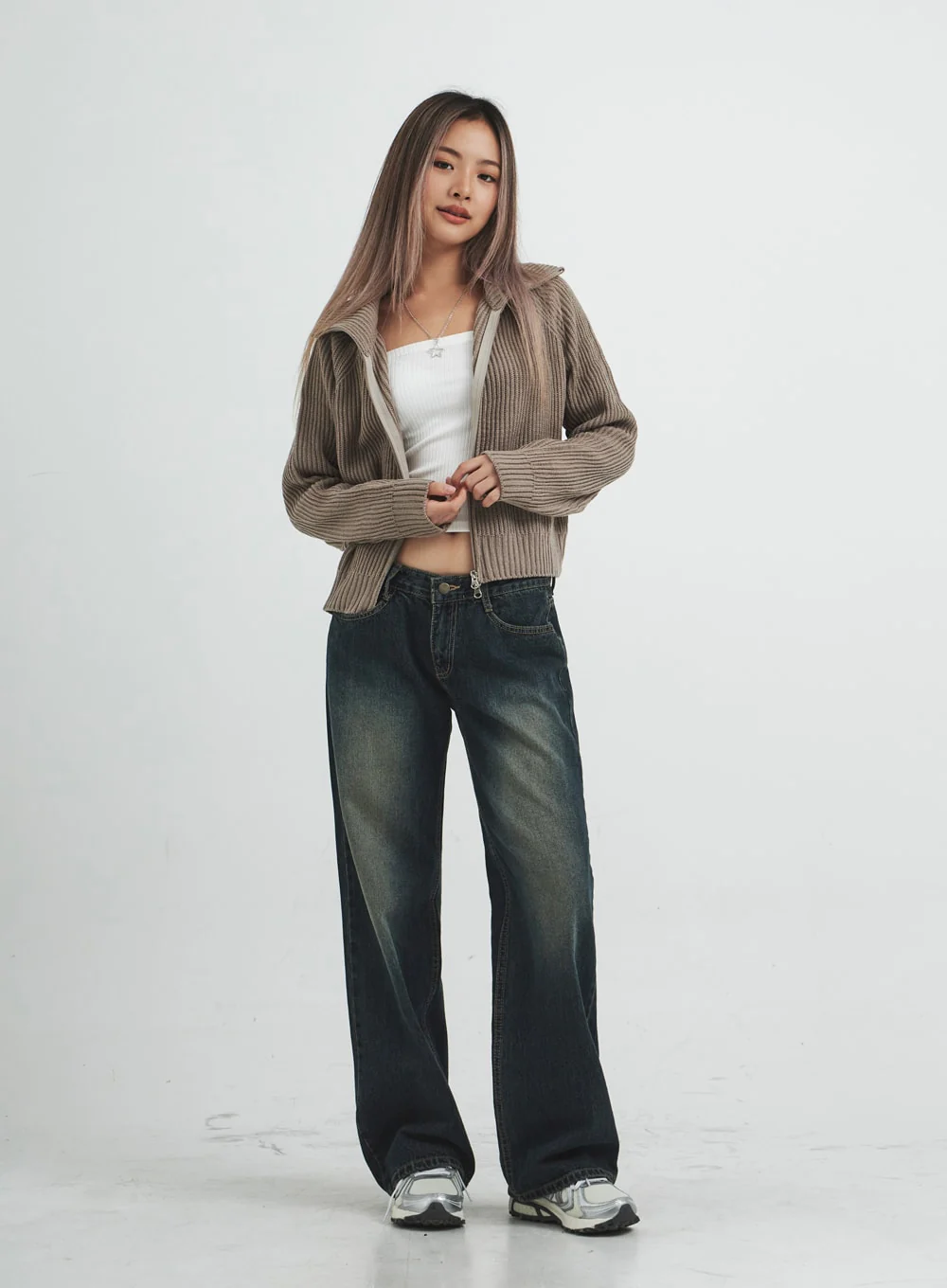 Low Rise Washing Wide Jeans CS14 - Image 7