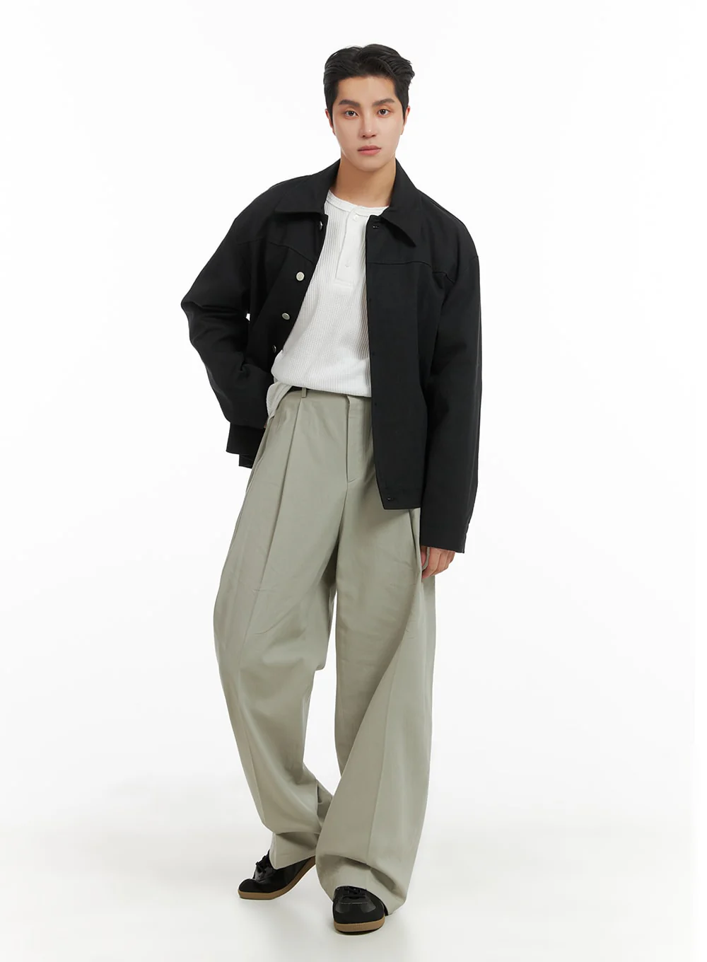 Men's Quarter Button Round Neck Long Sleeve IA401 - Image 8