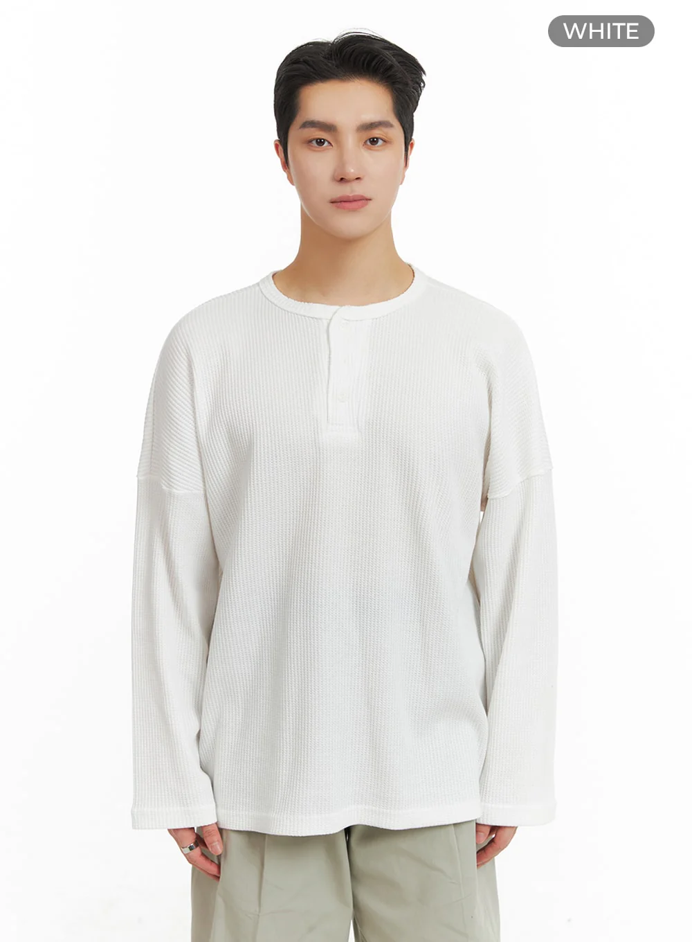 Men's Quarter Button Round Neck Long Sleeve IA401 - Image 9
