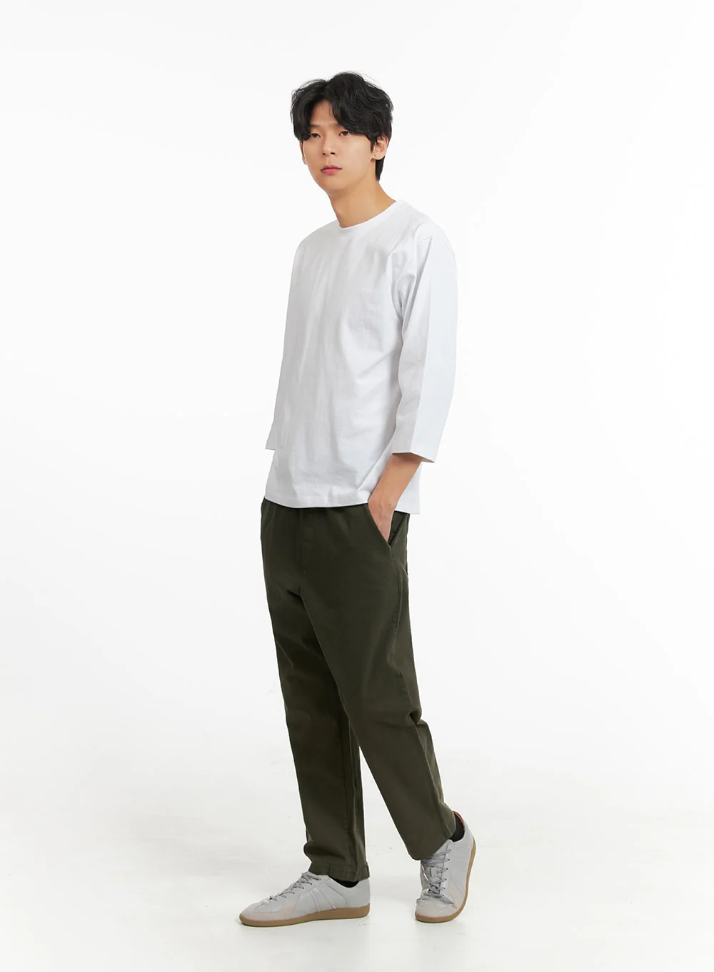 Men's Solid Cotton Straight Fit Pants IA401 - Image 3