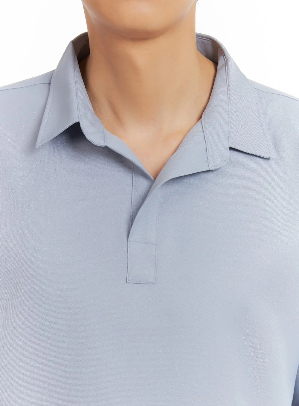 Men's Solid V-Neck Long Sleeve Shirt IA401 - Image 3