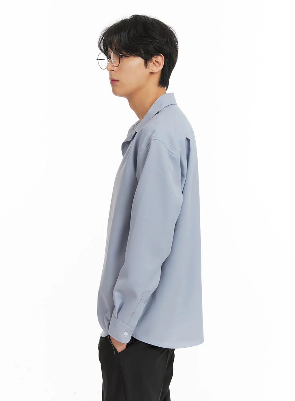 Men's Solid V-Neck Long Sleeve Shirt IA401 - Image 5