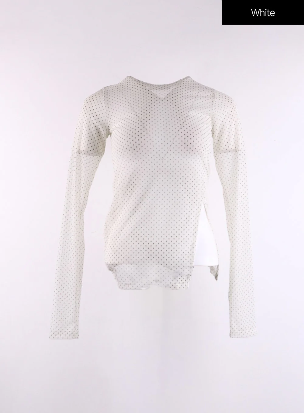 Mesh Polka Dot Long Sleeve Top CF406 - Image 11