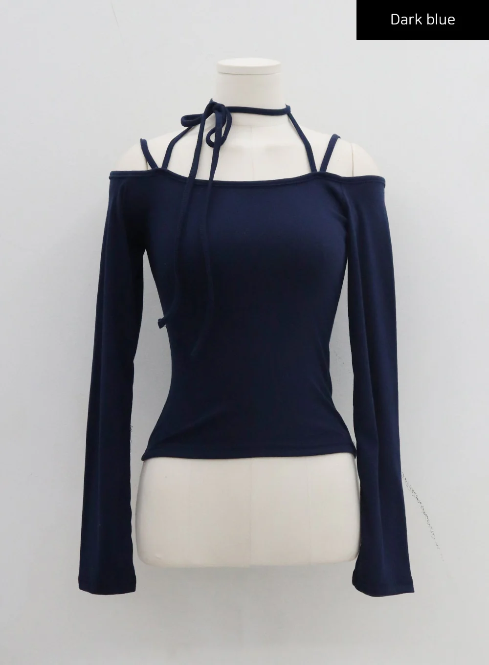 Neck Ribbon Detail Long Sleeve Cropped Top CD21 - Image 15