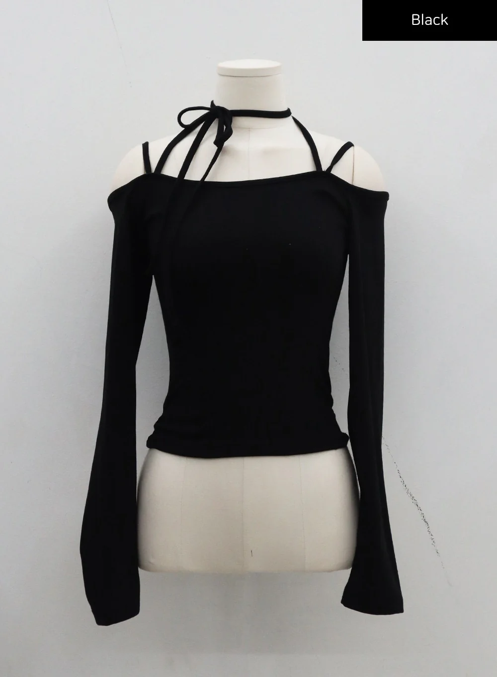 Neck Ribbon Detail Long Sleeve Cropped Top CD21 - Image 16
