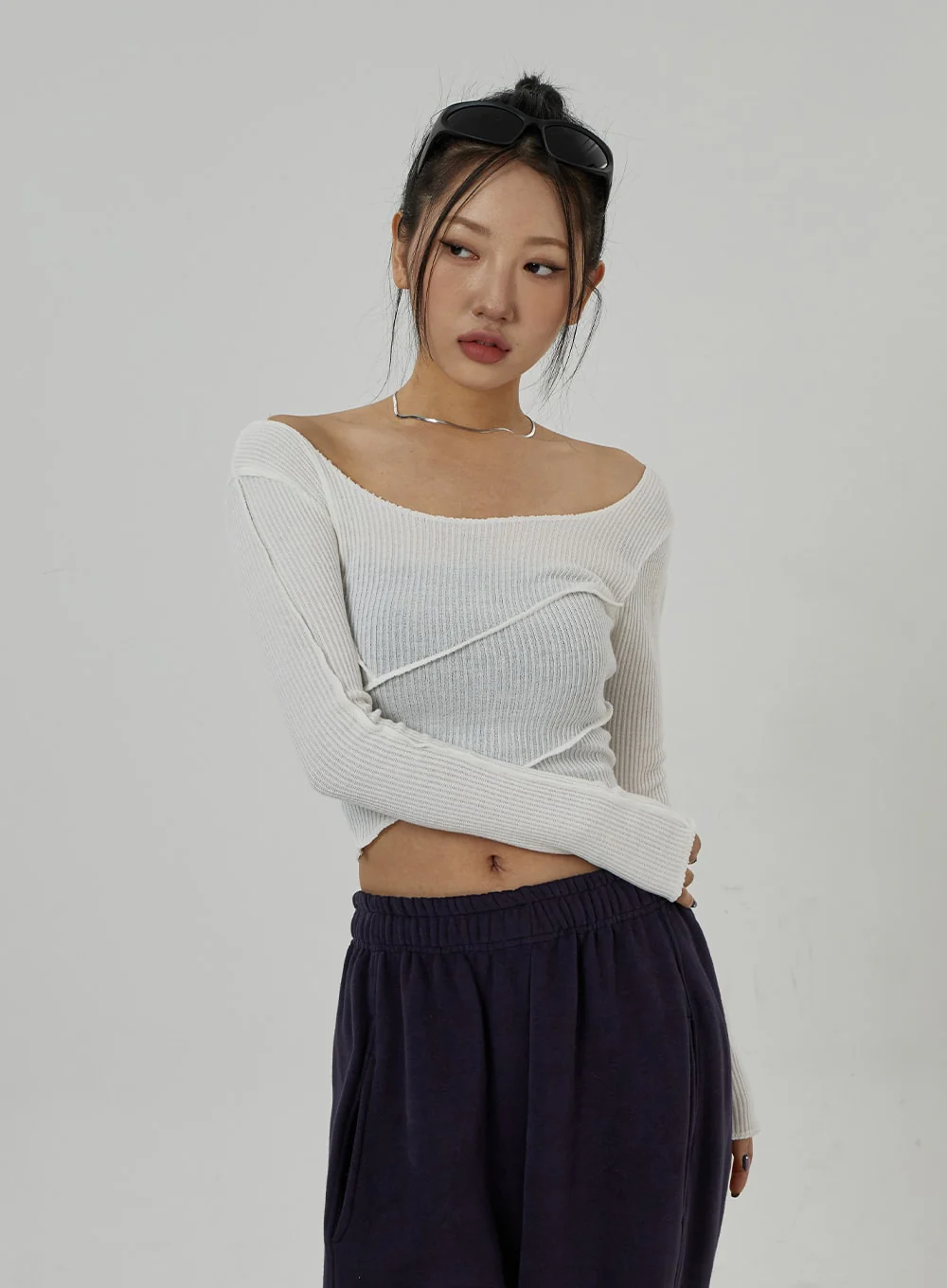 Off-Shoulder Mesh Cropped Top CD20 - Image 5
