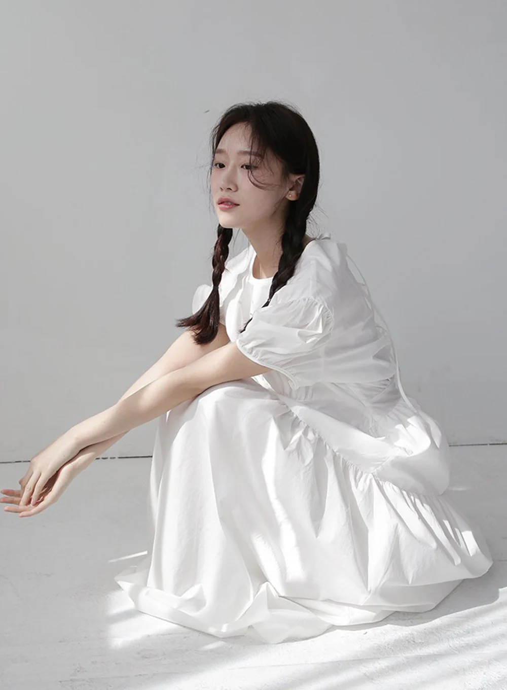 Puff Sleeve Dress with Ribbon Back - Image 4