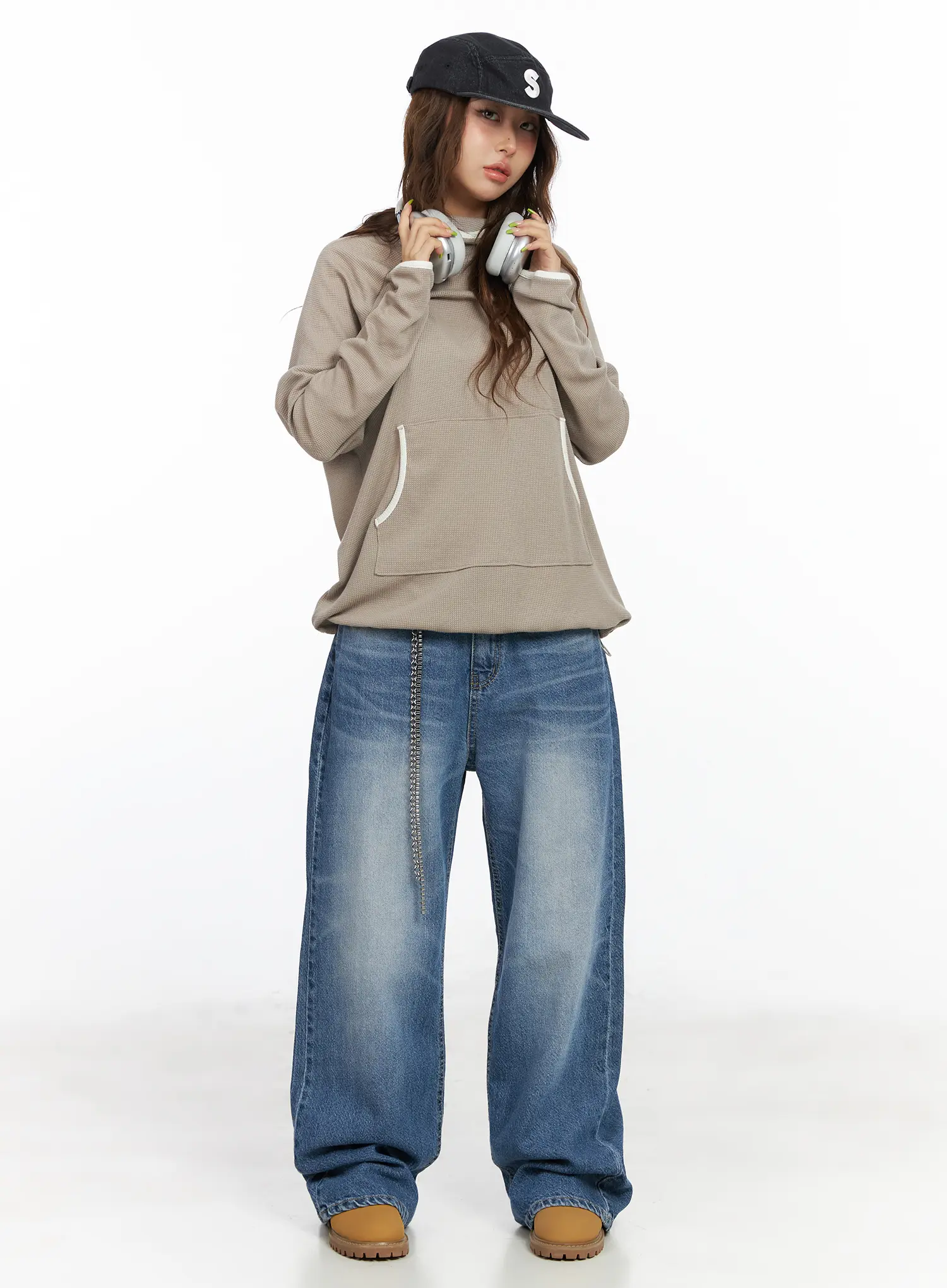 Relaxed-Fit Contrast Hoodie CF513 - Image 3