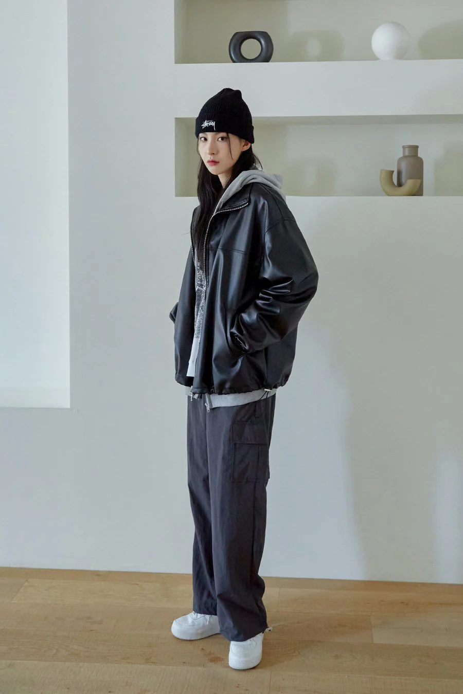 Relaxed Fit Faux Leather Jacket J24 - Image 11